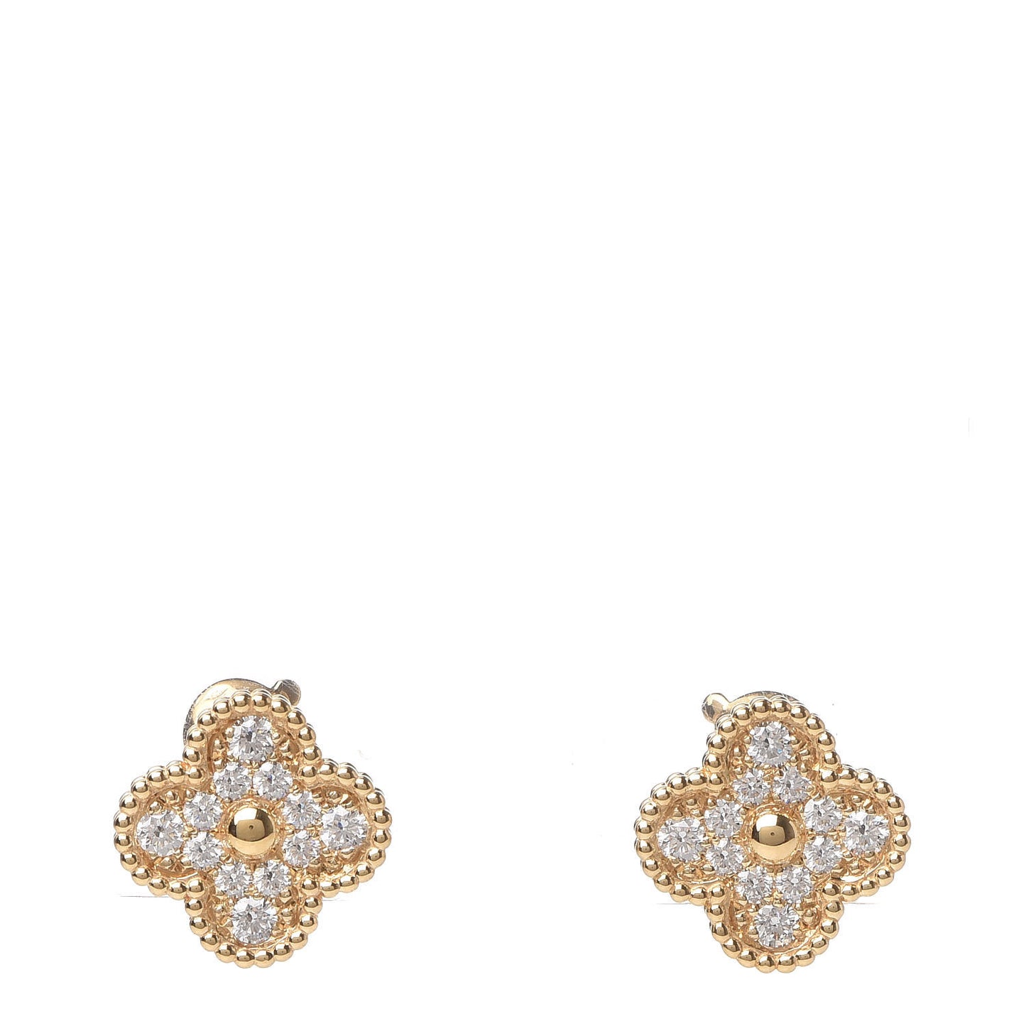 18K Yellow Gold Diamond Vintage Alhambra Earrings