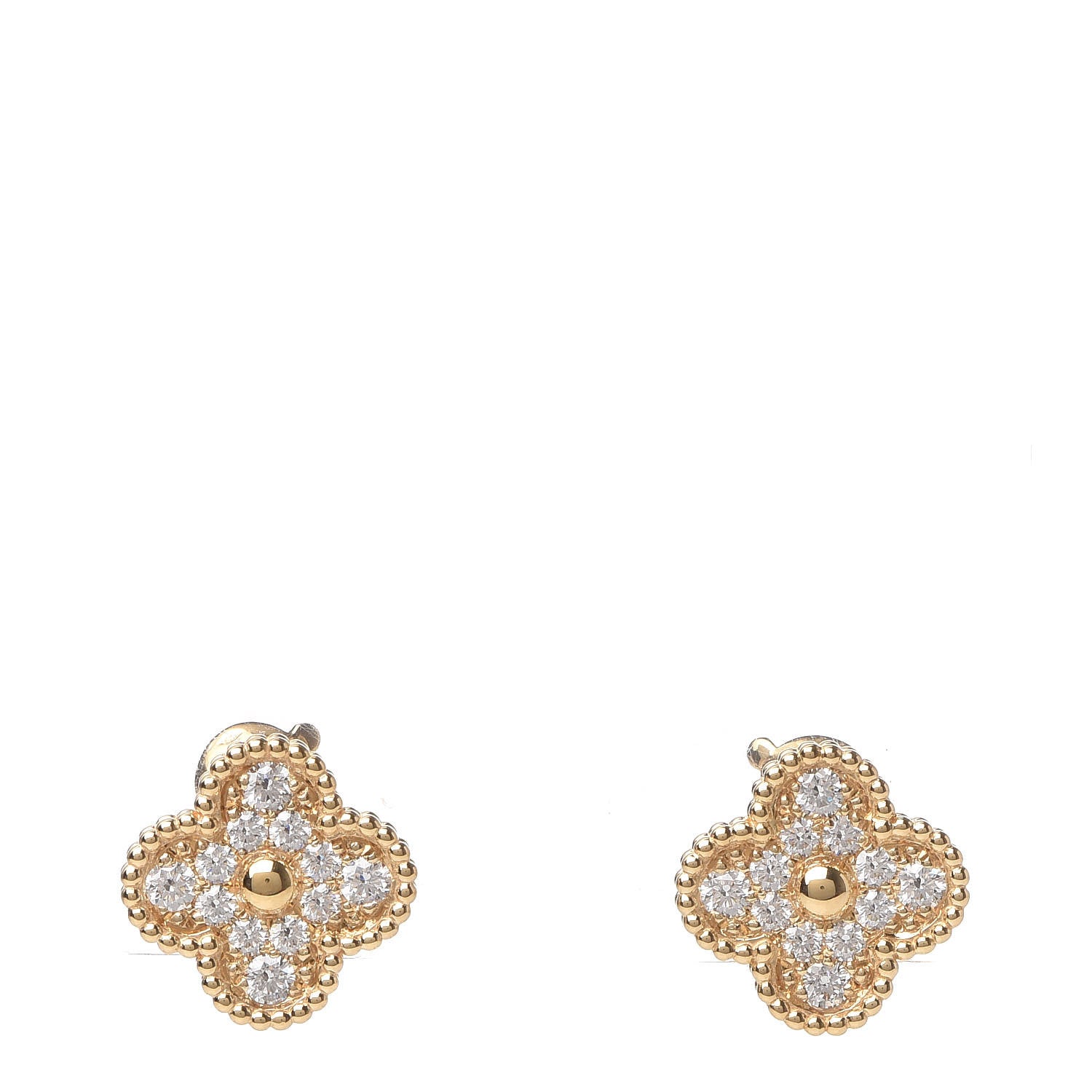 Van Cleef & Arpels 18K Yellow Gold Diamond Vintage Alhambra Earrings 1 of 5