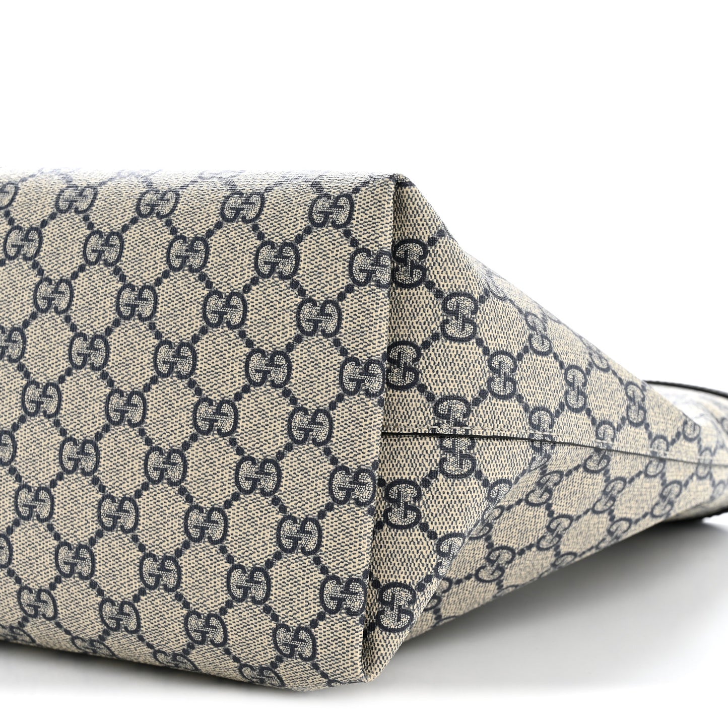 GG Supreme Monogram Textured Calfskin Web Medium Ophidia Shopping Tote Beige Blue