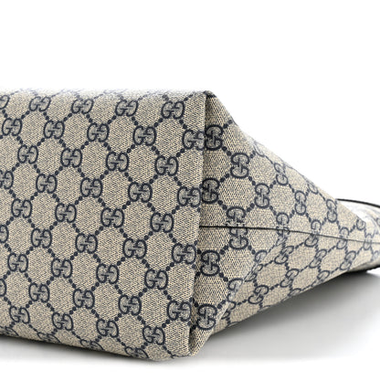 Gucci GG Supreme Monogram Textured Calfskin Web Medium Ophidia Shopping Tote Beige Blue 10 of 13