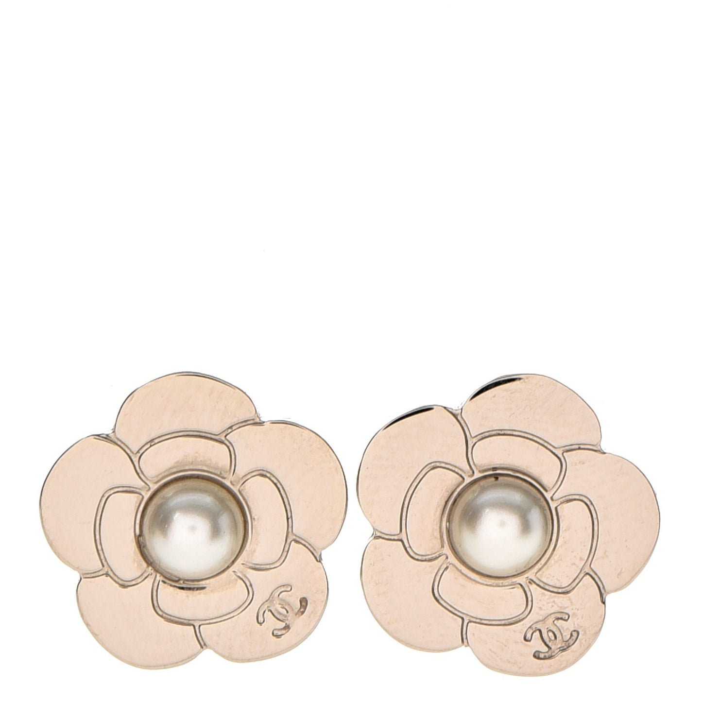 Pearl CC Camellia Earrings Gold