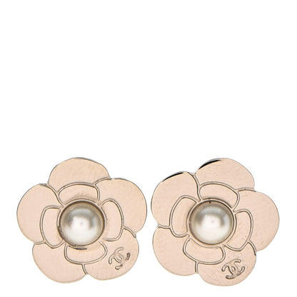Chanel Pearl CC Camellia Earrings Gold 1 of 6