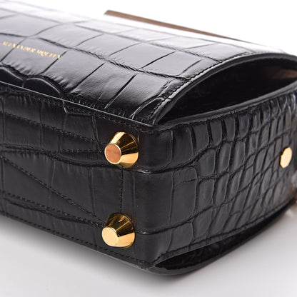 Alexander McQueen Calfskin Crocodile Embossed Box Shoulder Bag 19 Black 8 of 8