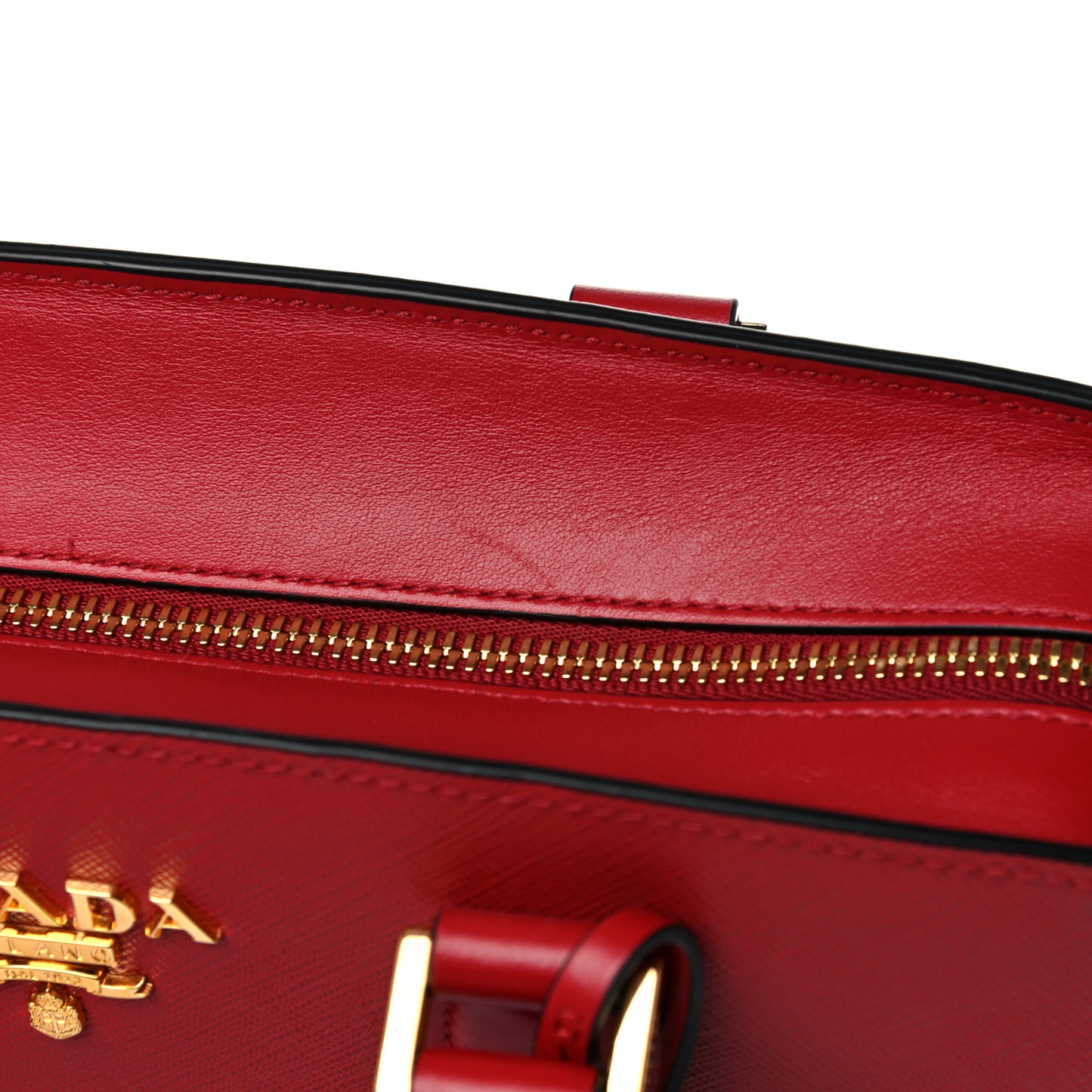 Saffiano Soft Calfskin Double Handle Satchel Fuoco