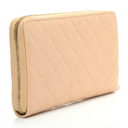Chanel Iridescent Caviar Quilted Large Zip Around Organizer Wallet Beige 3 of 8