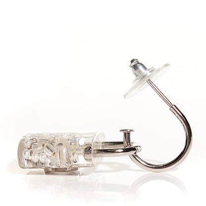 Chanel Pearl CC Padlock Earrings Silver 3 of 6