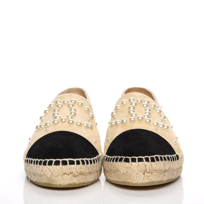 Chanel Suede Pearl CC Espadrilles 39 Beige 2 of 10