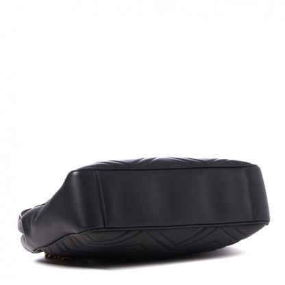 Gucci Calfskin Matelasse Medium GG Marmont Open Top Shoulder Bag Black 3 of 9
