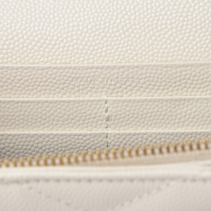 Saint Laurent Grain De Poudre Matelasse Chevron Monogram Chain Wallet White 7 of 9
