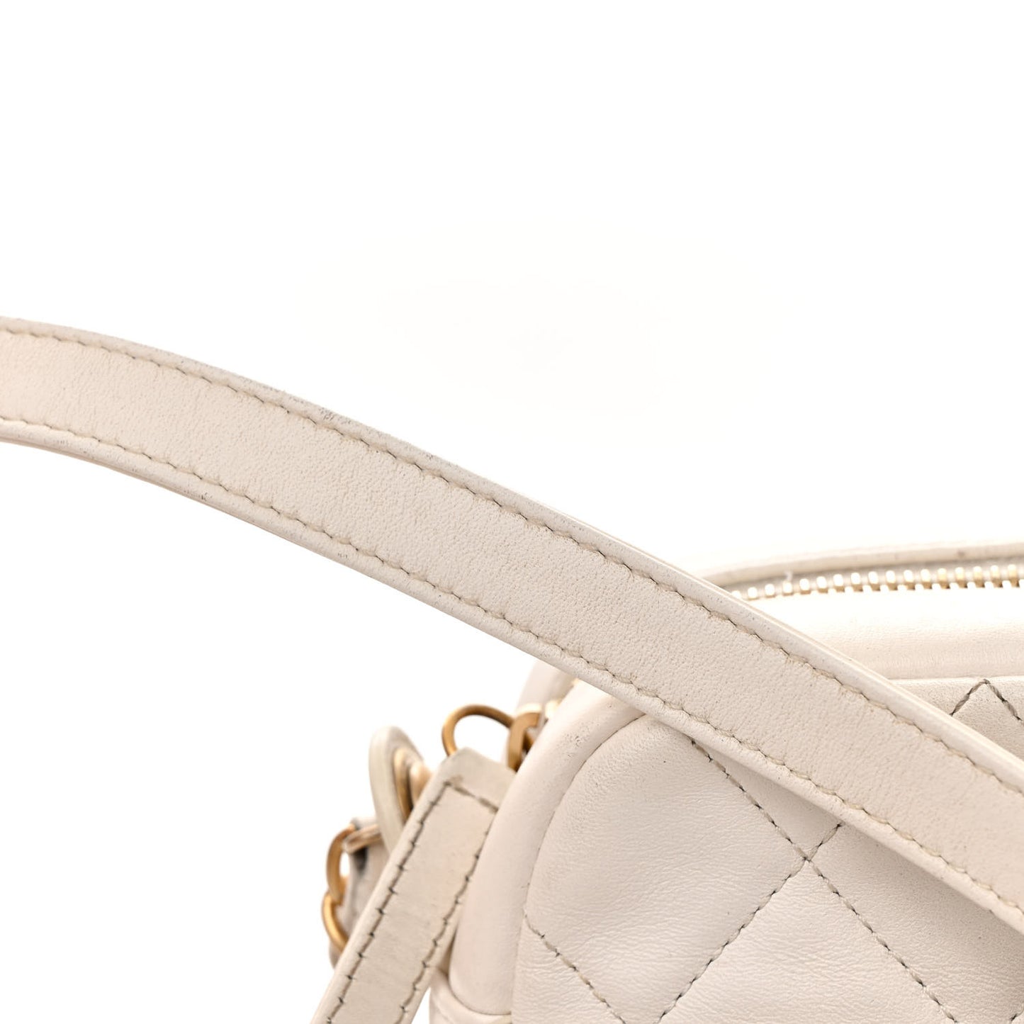 Calfskin Quilted Enchained Camera Case Bag White