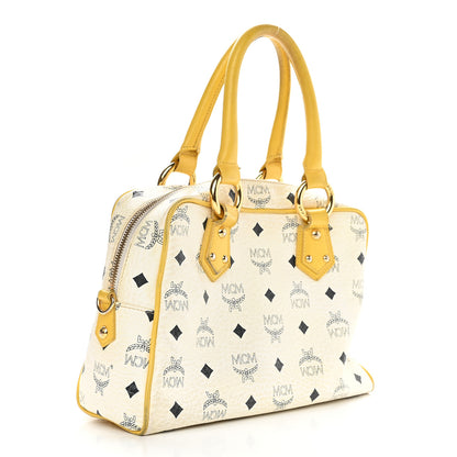 MCM Visetos Satchel White Yellow 3 of 16