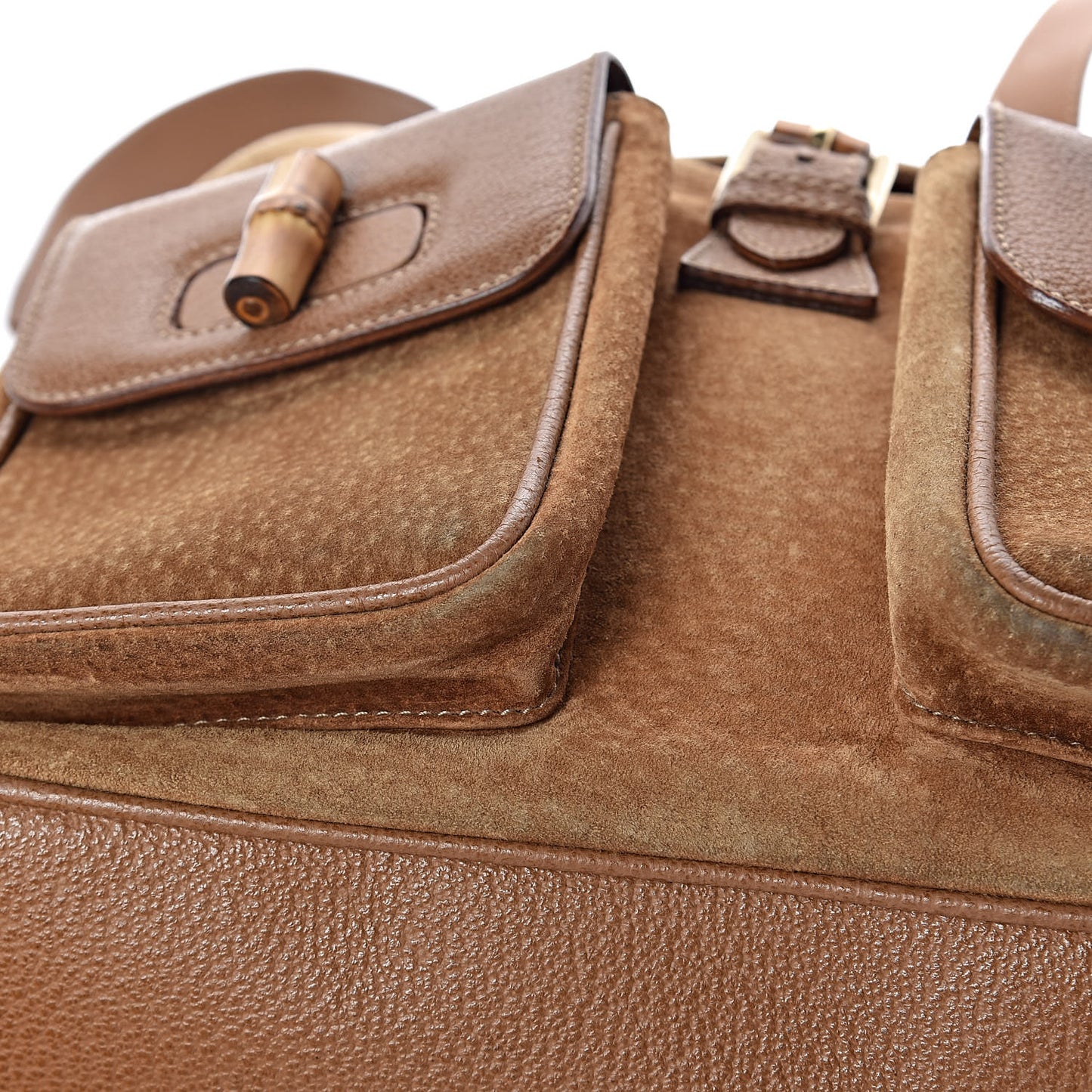 Suede Bamboo Backpack Beige