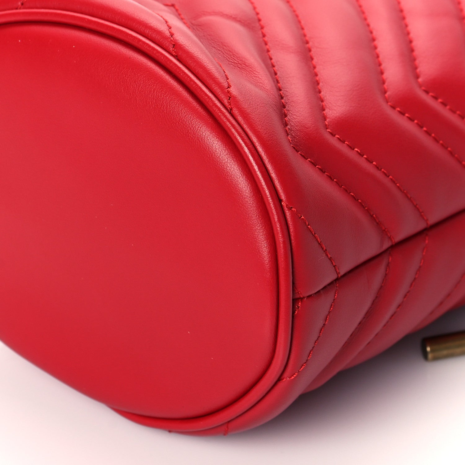 Gucci Calfskin Matelasse Mini GG Marmont 2.0 Bucket Bag Hibiscus Red 9 of 9