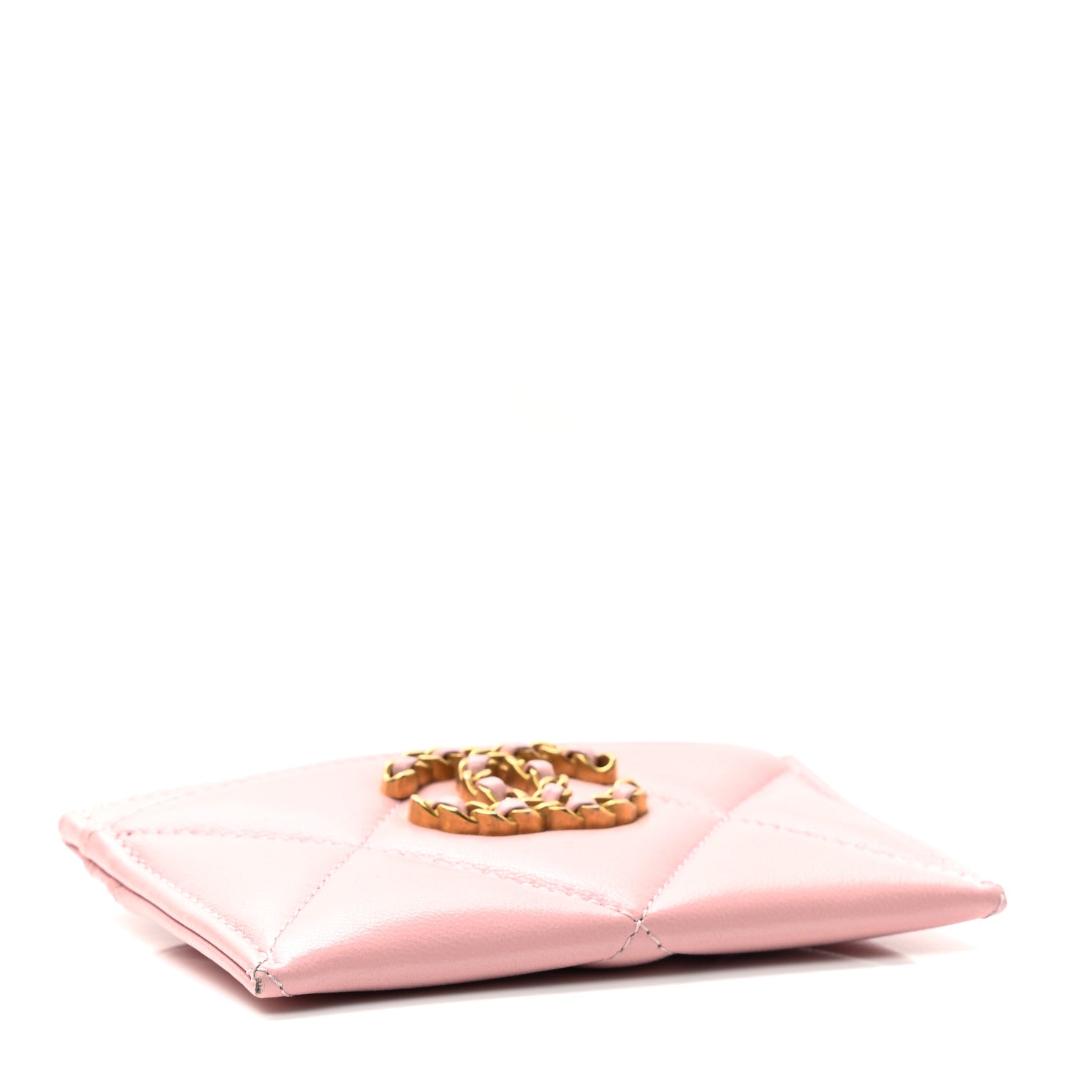 Chanel Lambskin Quilted Chanel 19 Card Holder Light Pink 4 of 9