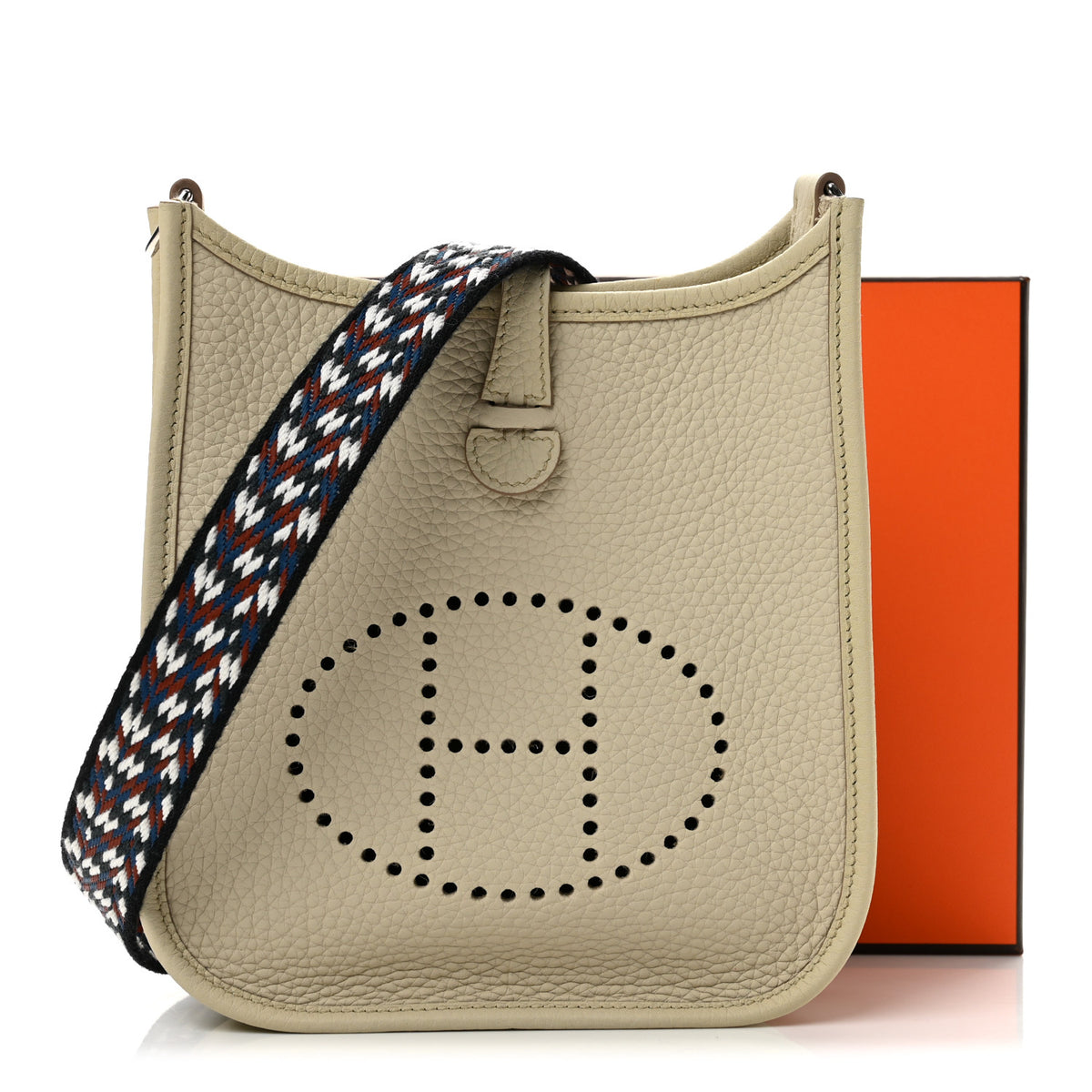 Hermes Taurillon Clemence Zigzag Evelyne TPM Beton Black White Deep Bleu 11 of 11