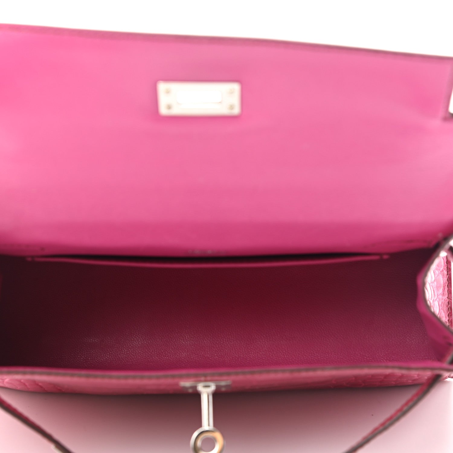 Hermes Shiny Alligator Kelly Pochette Fuchsia 5 of 12