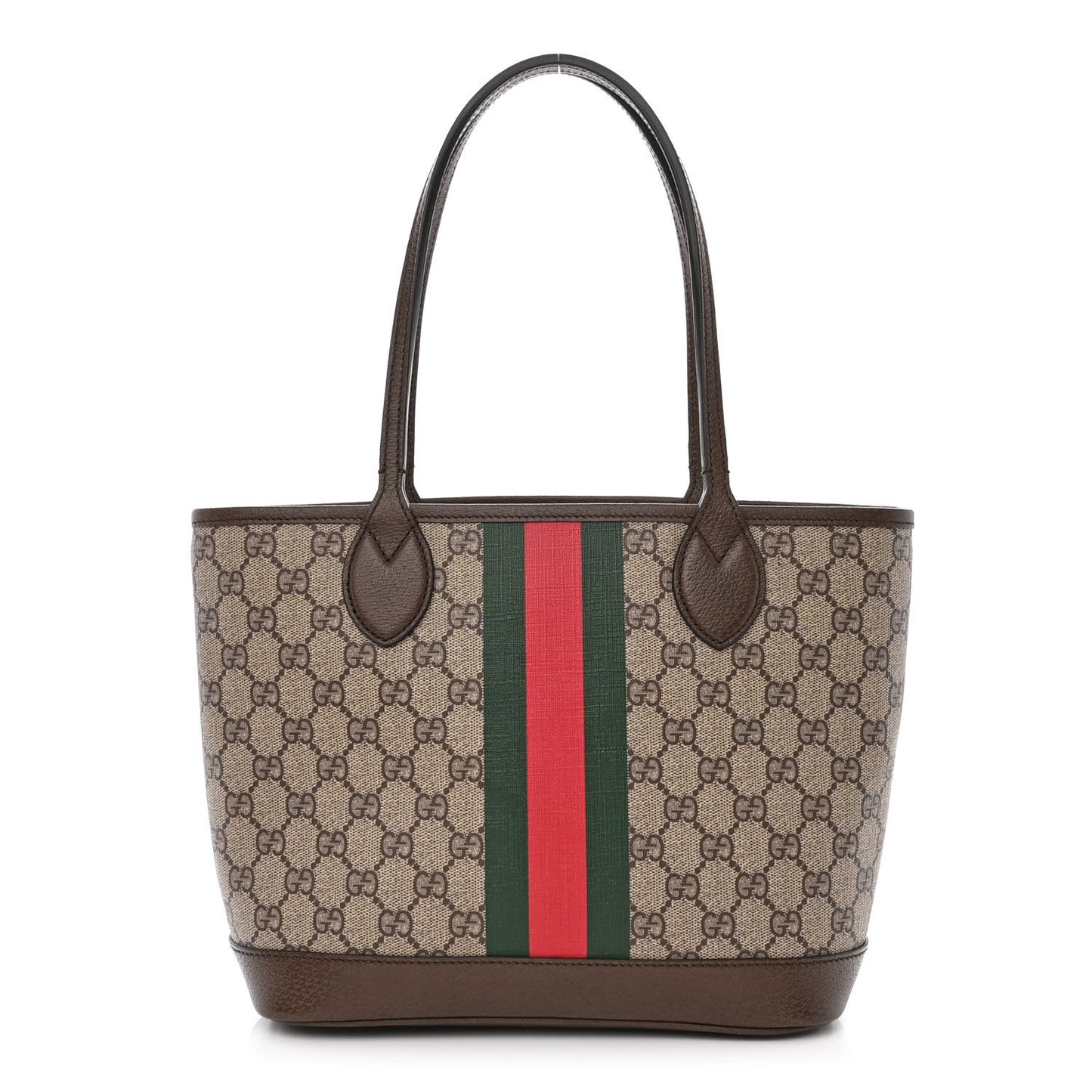 GG Supreme Monogram Textured Dollar Calfskin Web Small Ophidia Tote Beige Ebony New Acero