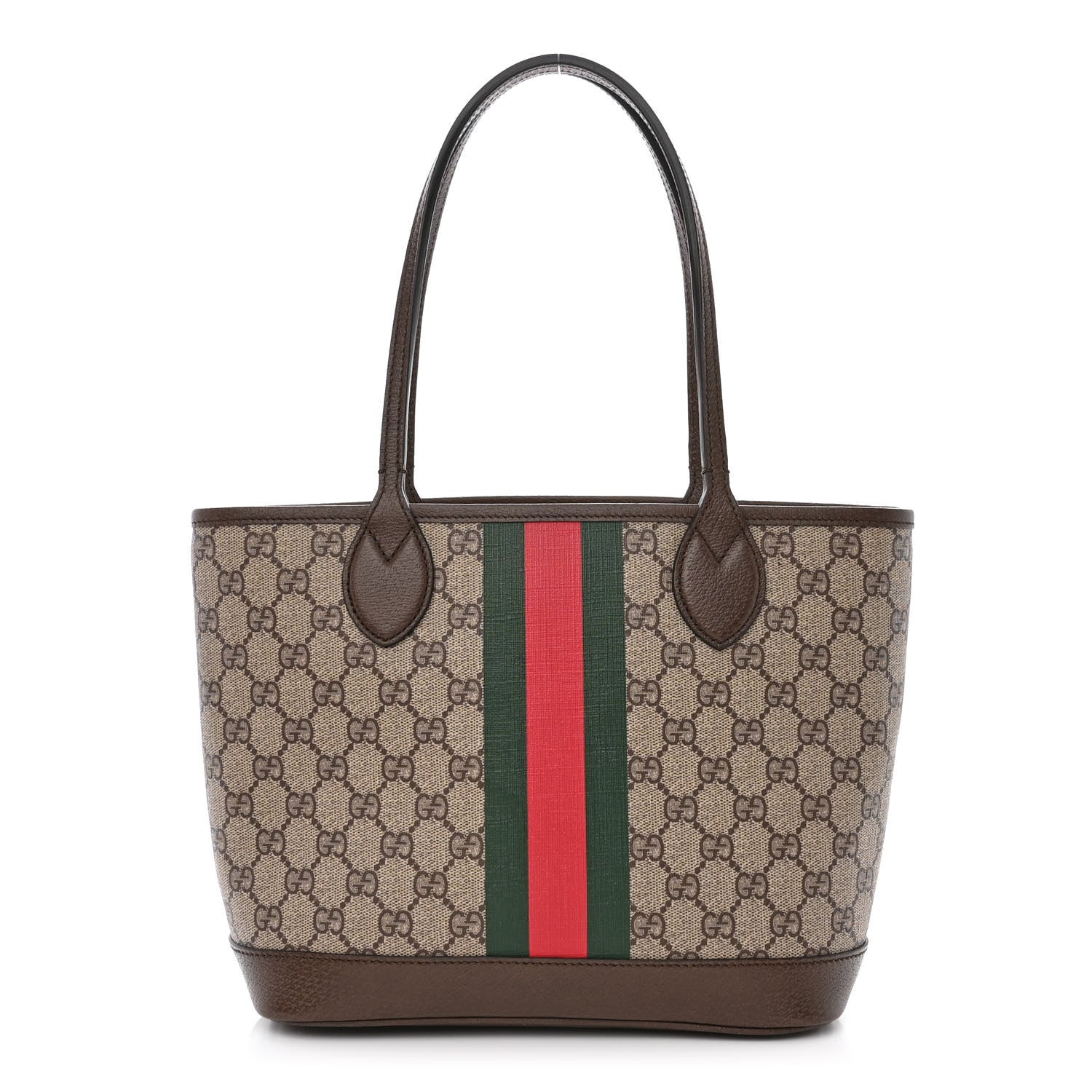 Gucci GG Supreme Monogram Textured Dollar Calfskin Web Small Ophidia Tote Beige Ebony New Acero 1 of 11