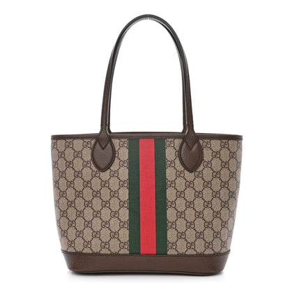 Gucci GG Supreme Monogram Textured Dollar Calfskin Web Small Ophidia Tote Beige Ebony New Acero 1 of 11