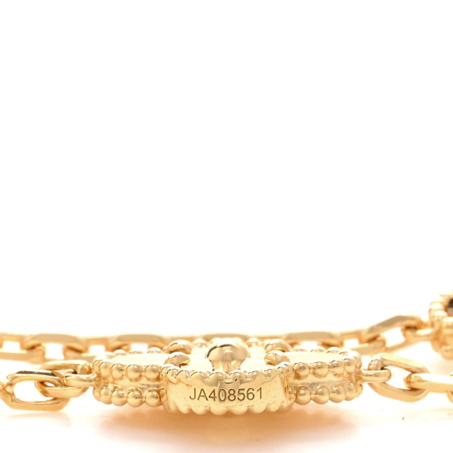 18K Yellow Gold 10 Motifs Guilloche Vintage Alhambra Necklace