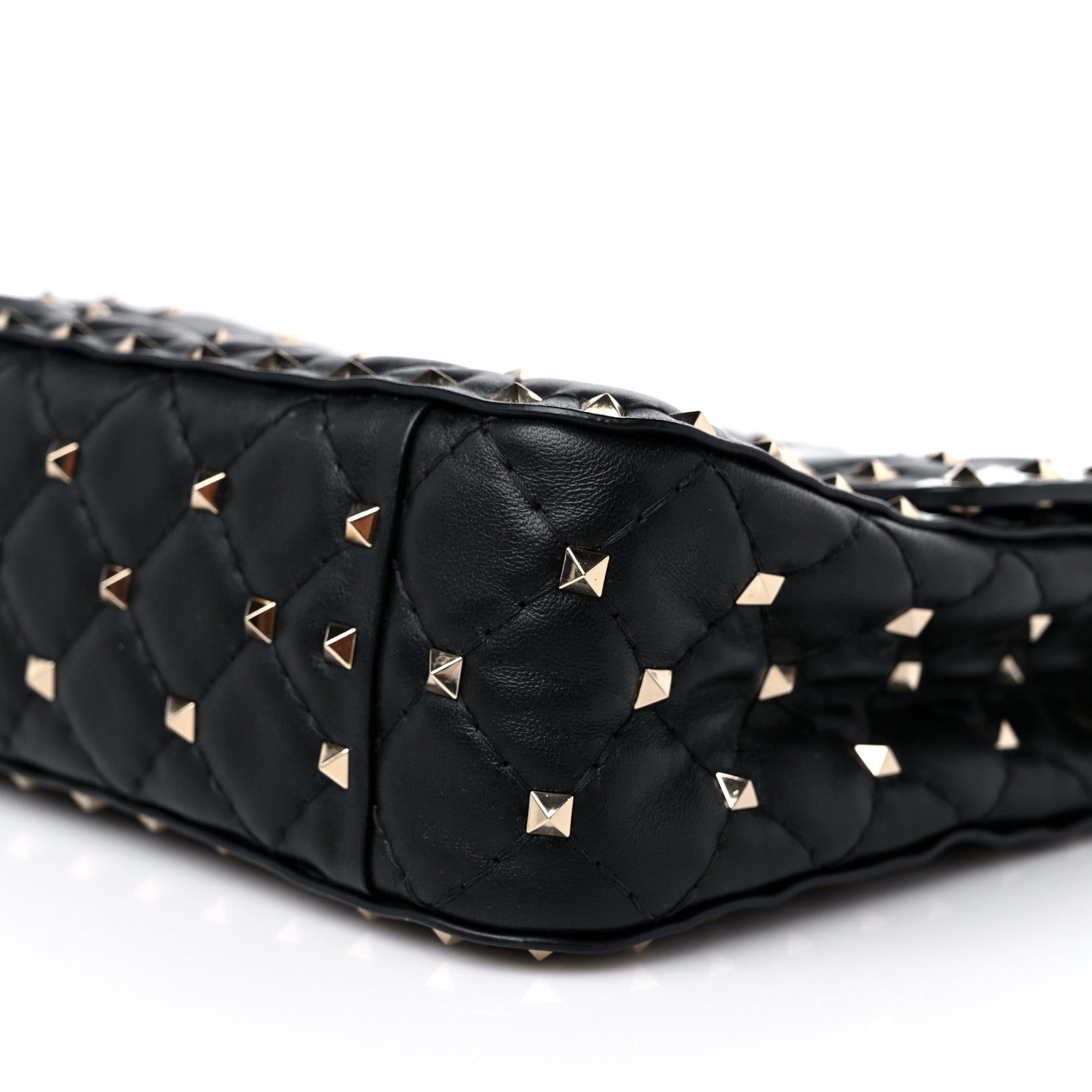 Valentino Garavani Lambskin Vlogo Print Medium Rockstud Spike Shoulder Bag Black 8 of 9