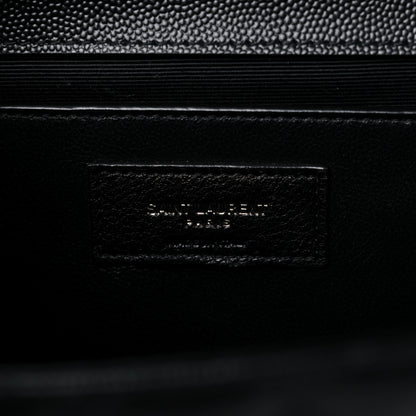 Saint Laurent Grain De Poudre Textured Mixed Matelasse Triquilt Medium Monogram Monochrome Satchel Black 7 of 9