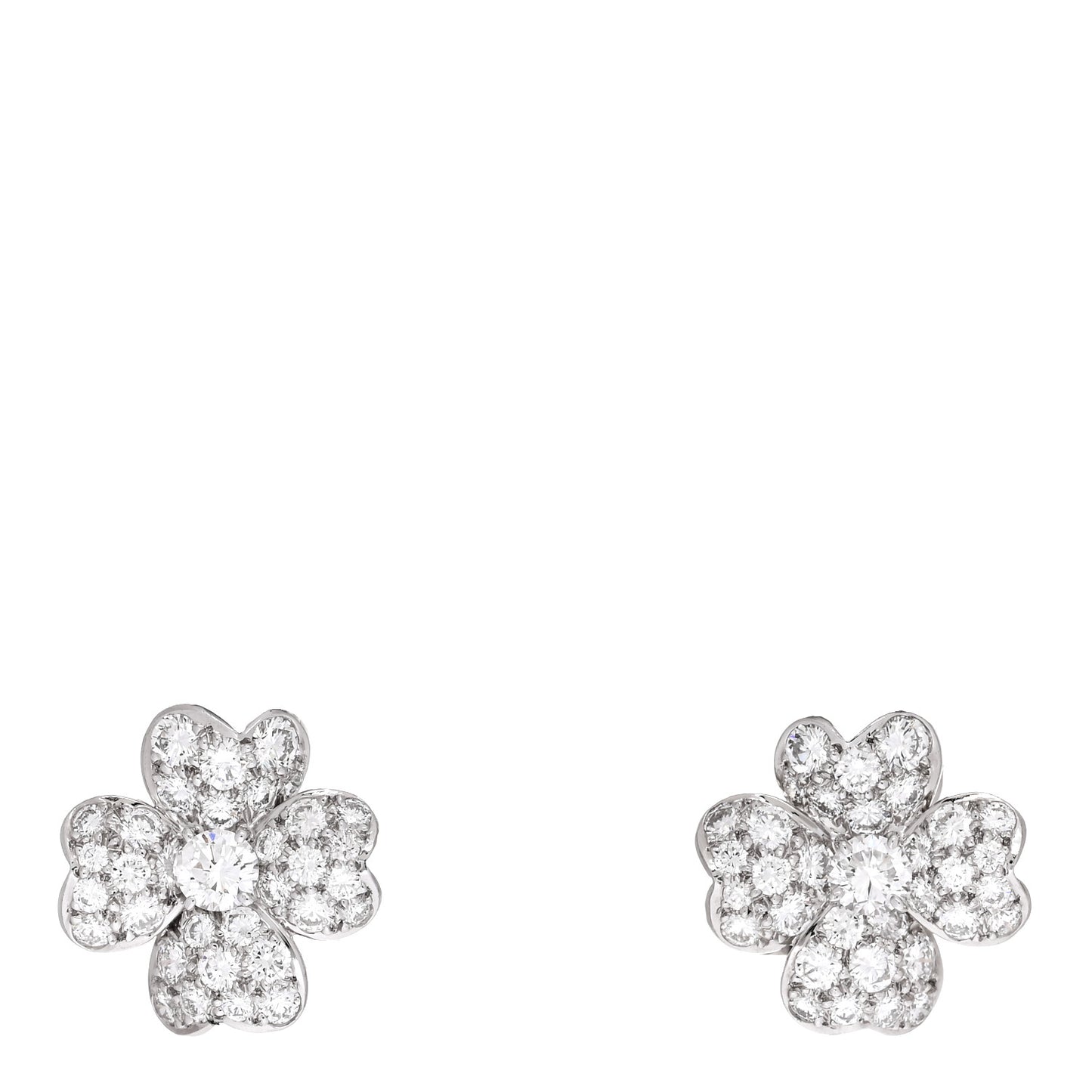 18K White Gold Platinum Diamond Small Cosmos Clip-On Earrings