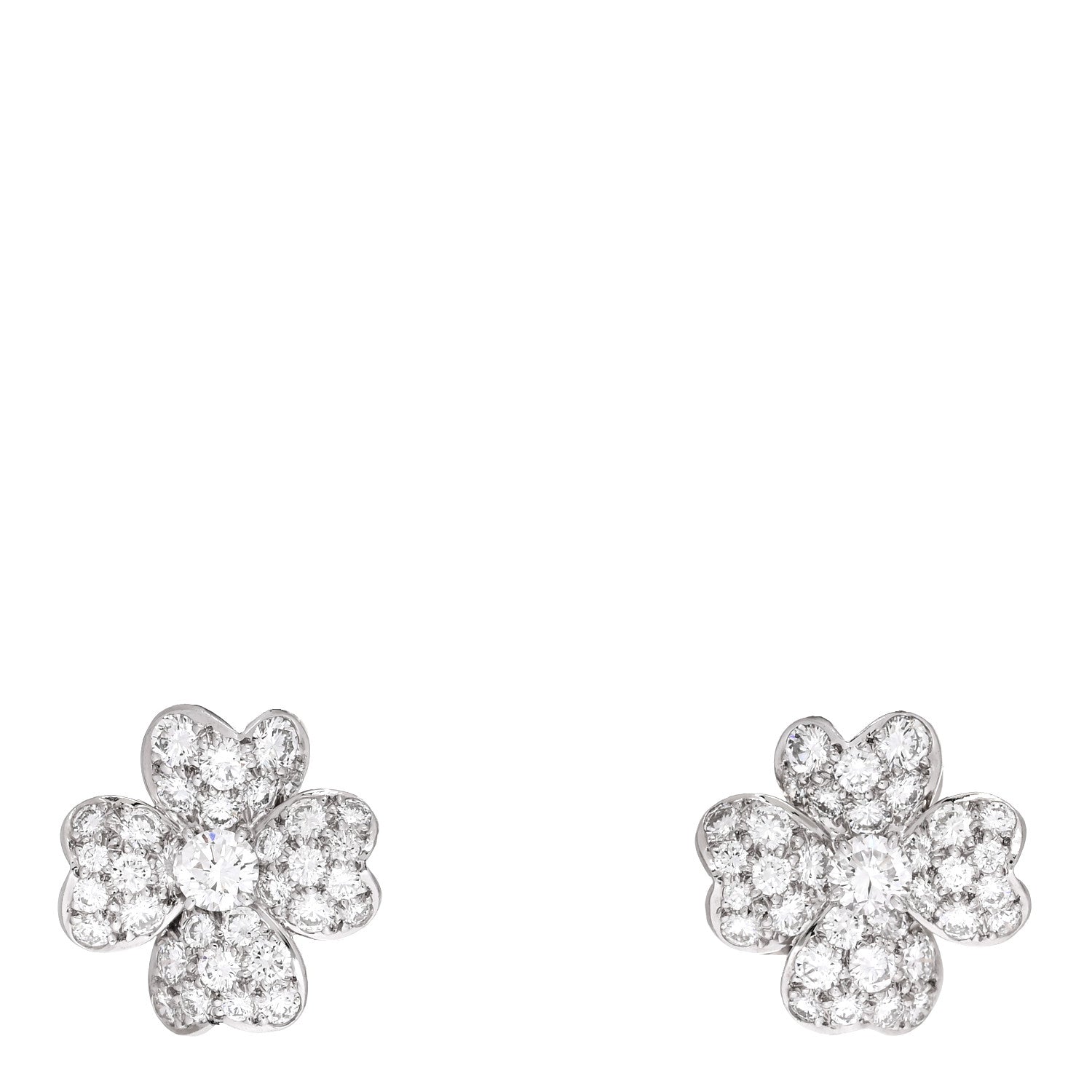 Van Cleef & Arpels 18K White Gold Platinum Diamond Small Cosmos Clip-On Earrings 1 of 5
