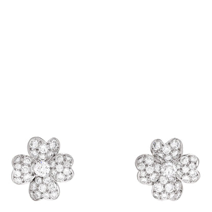 Van Cleef & Arpels 18K White Gold Platinum Diamond Small Cosmos Clip-On Earrings 1 of 5