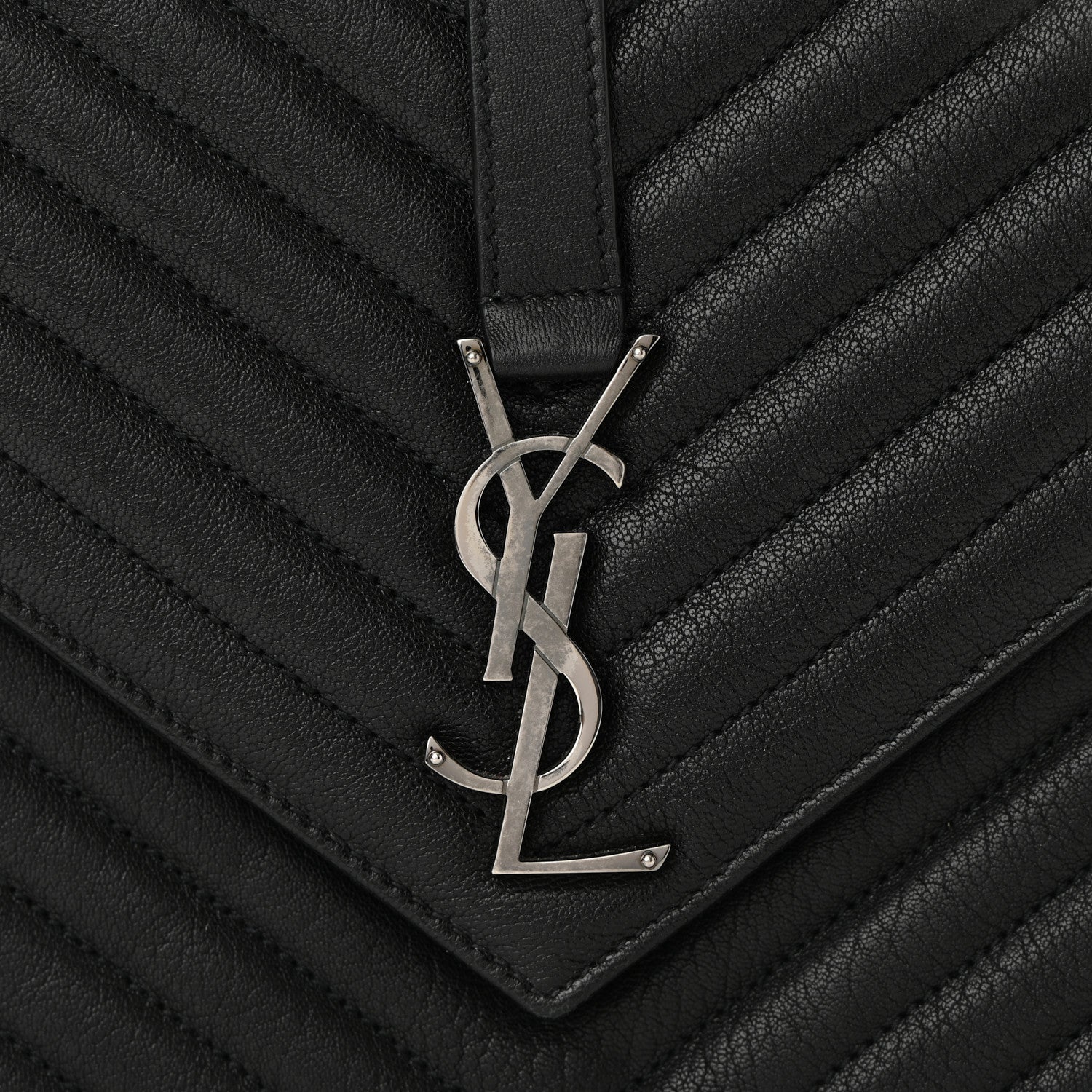 Saint Laurent Sheepskin Matelasse Chevron Monogram Large College Satchel Black 7 of 10