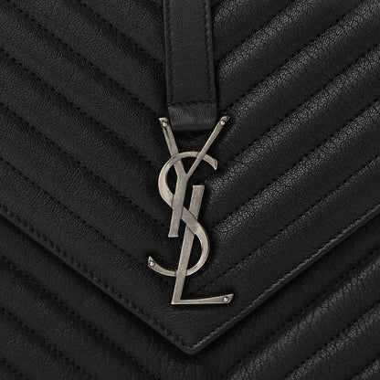 Saint Laurent Sheepskin Matelasse Chevron Monogram Large College Satchel Black 7 of 10