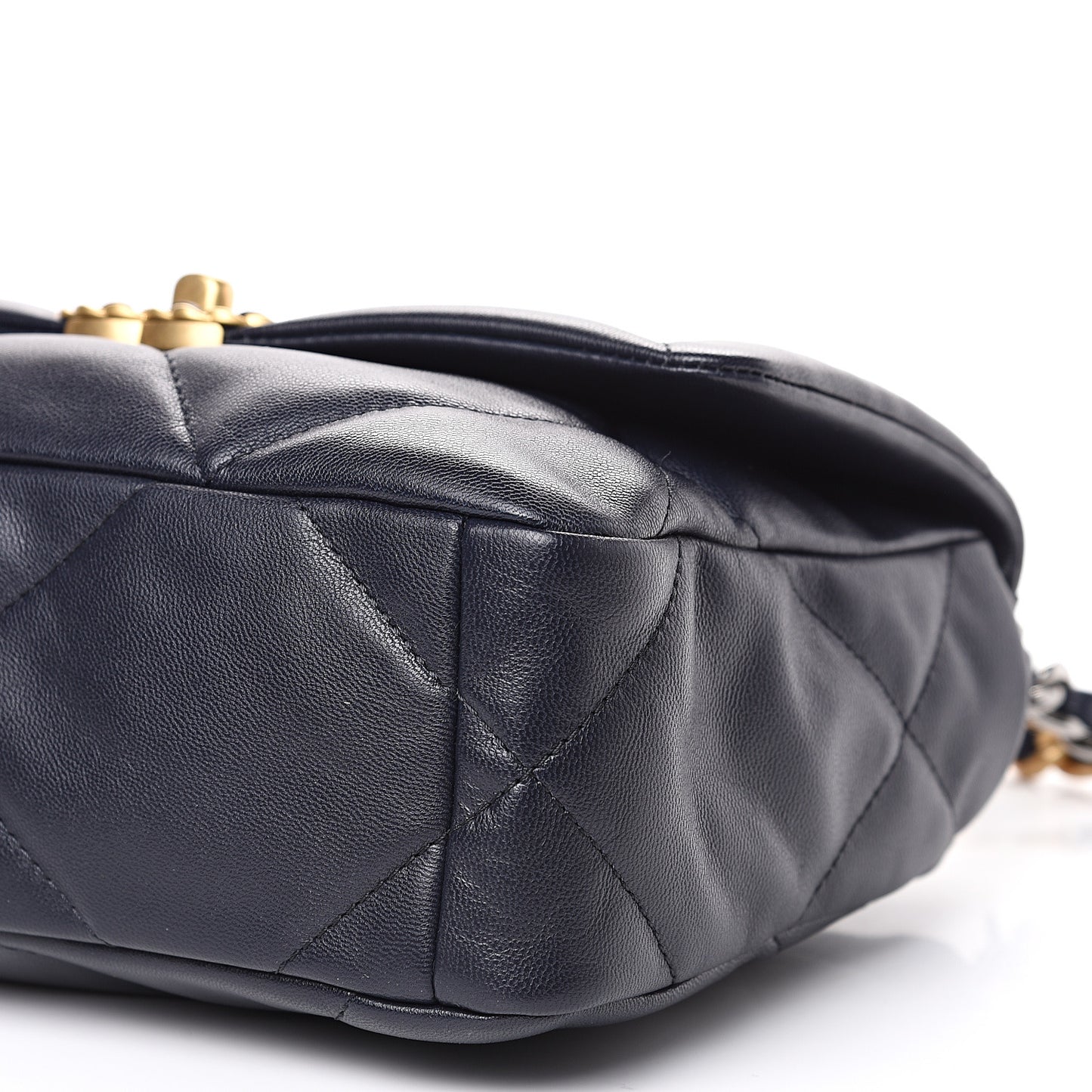 Goatskin Quilted Medium 19 Flap Navy Blue