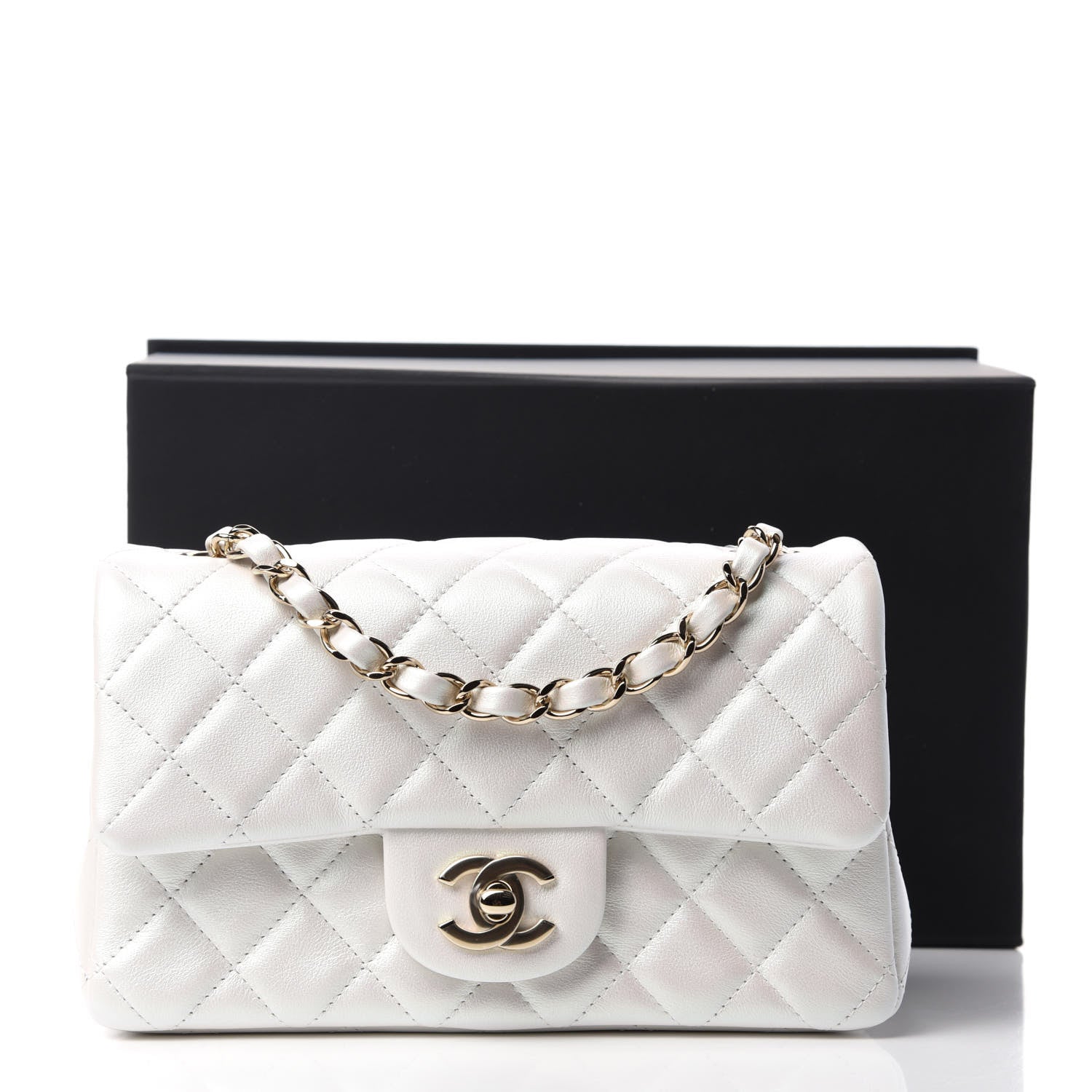 Chanel Iridescent Calfskin Quilted Mini Rectangular Flap White 11 of 11
