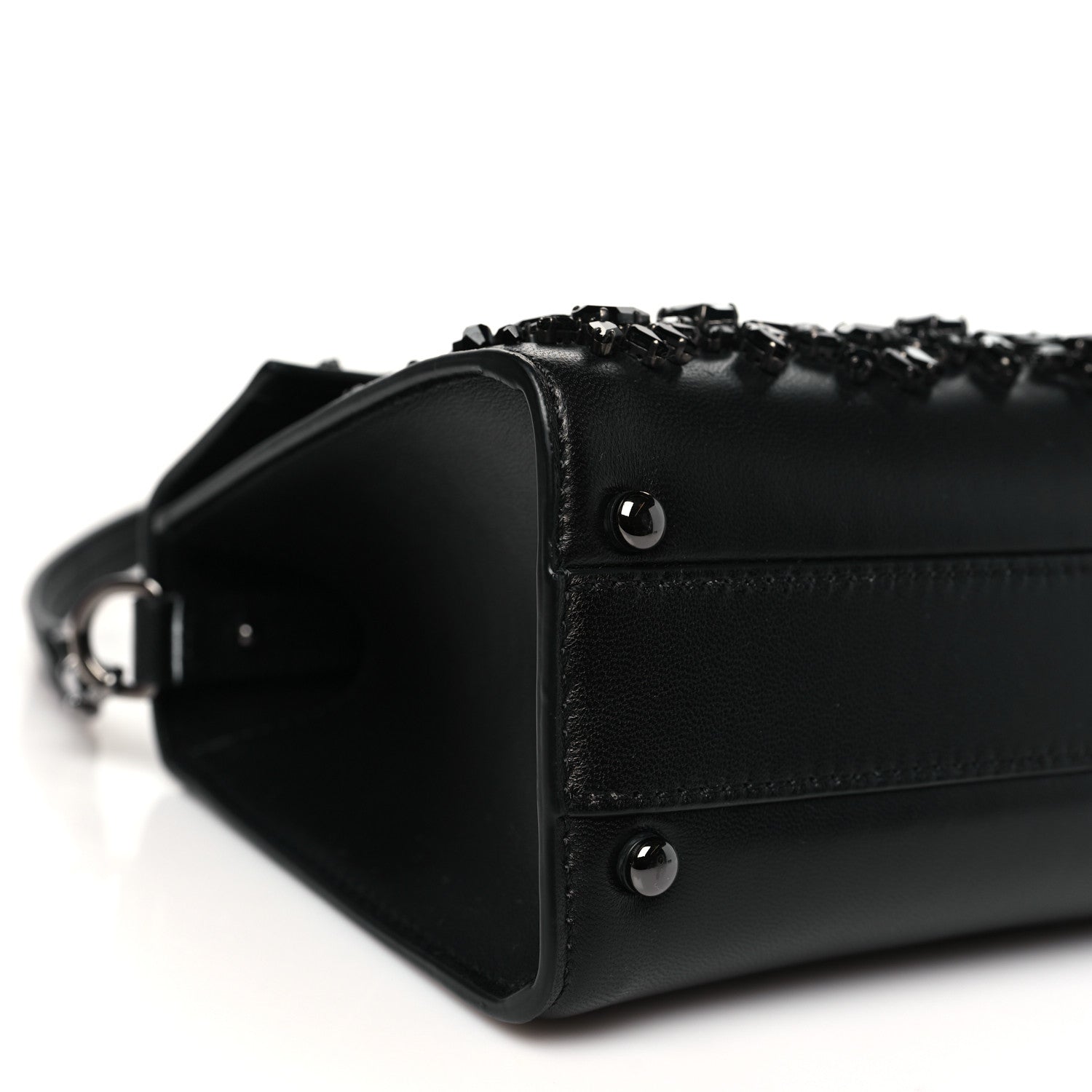 Valentino Garavani Calfskin Crystal Embroidered Mini Vsling Top Handle Bag Black 8 of 10