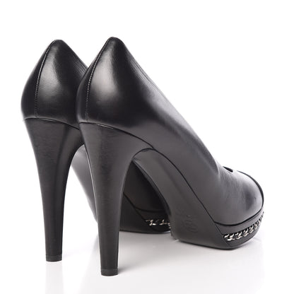 Chanel Lambskin CC Cap Toe Platform Chain Pumps 42 Black 3 of 8
