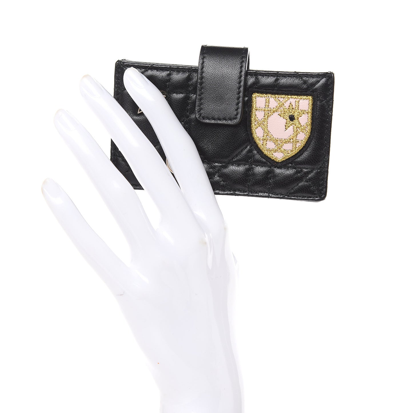 Lambskin Cannage Lucky Badges Lady Dior 5-Gusset Card Holder Black