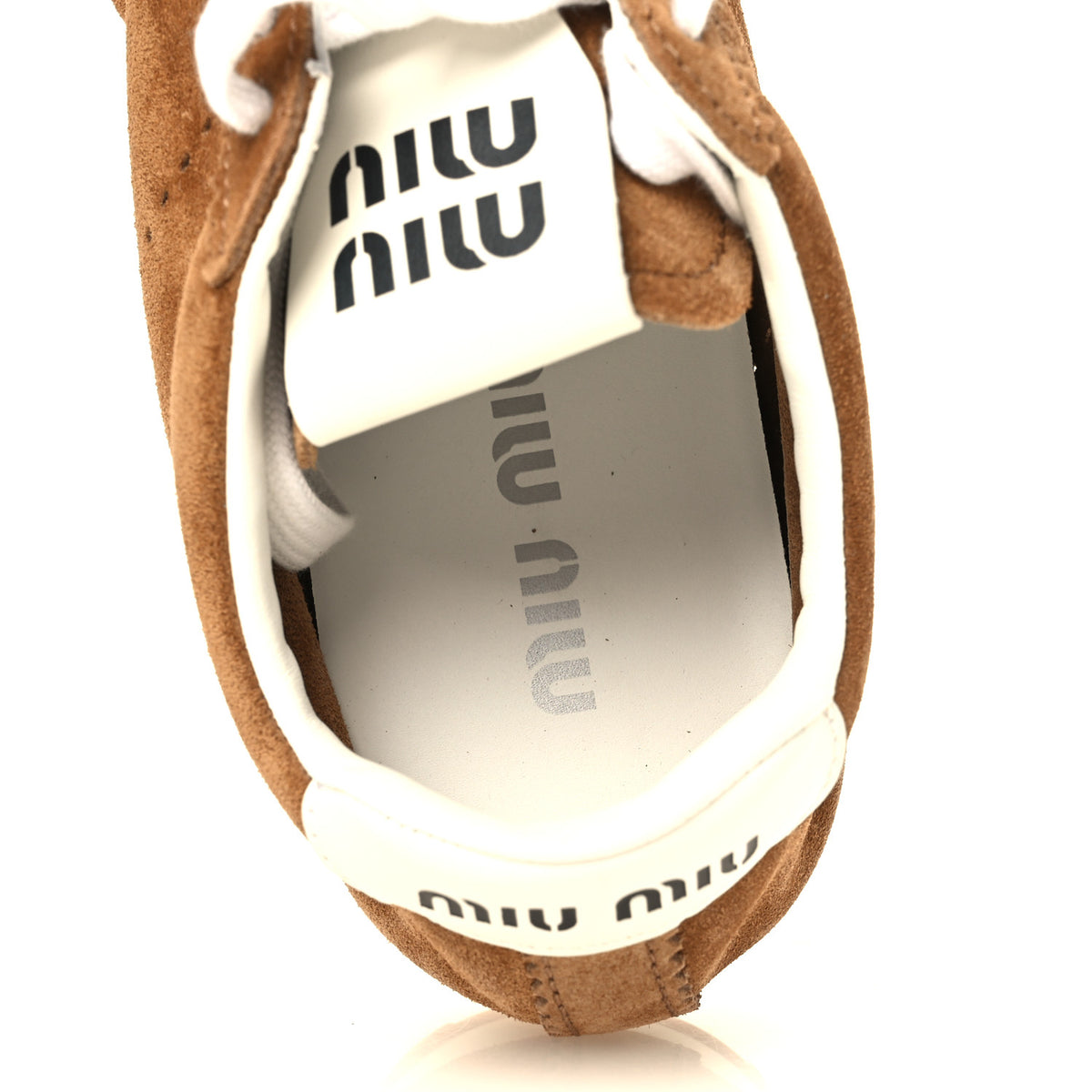 Miu Miu Scamosciato Womens Plume Sneakers 38 Cannella 7 of 10