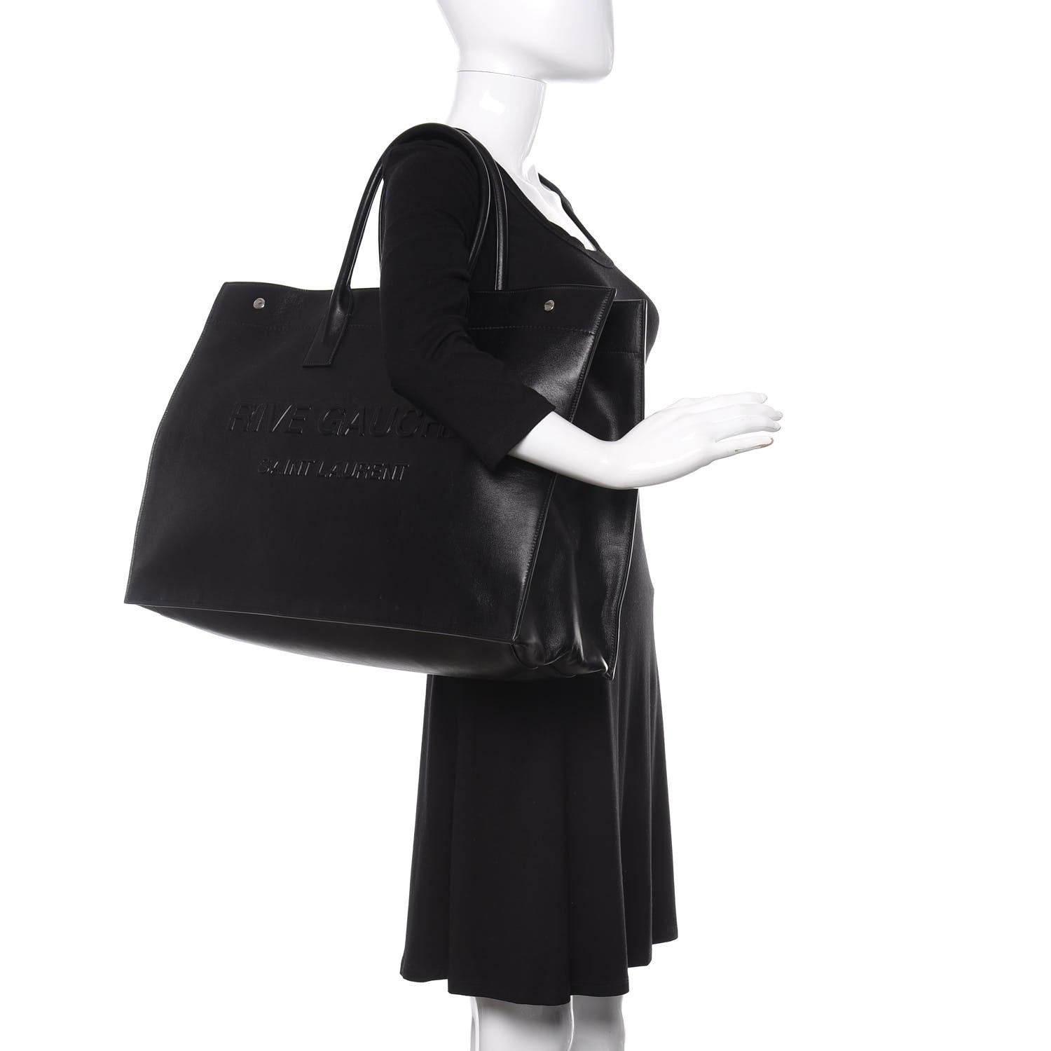 Saint Laurent Vitello Rive Gauche Large Tote Black 2 of 9
