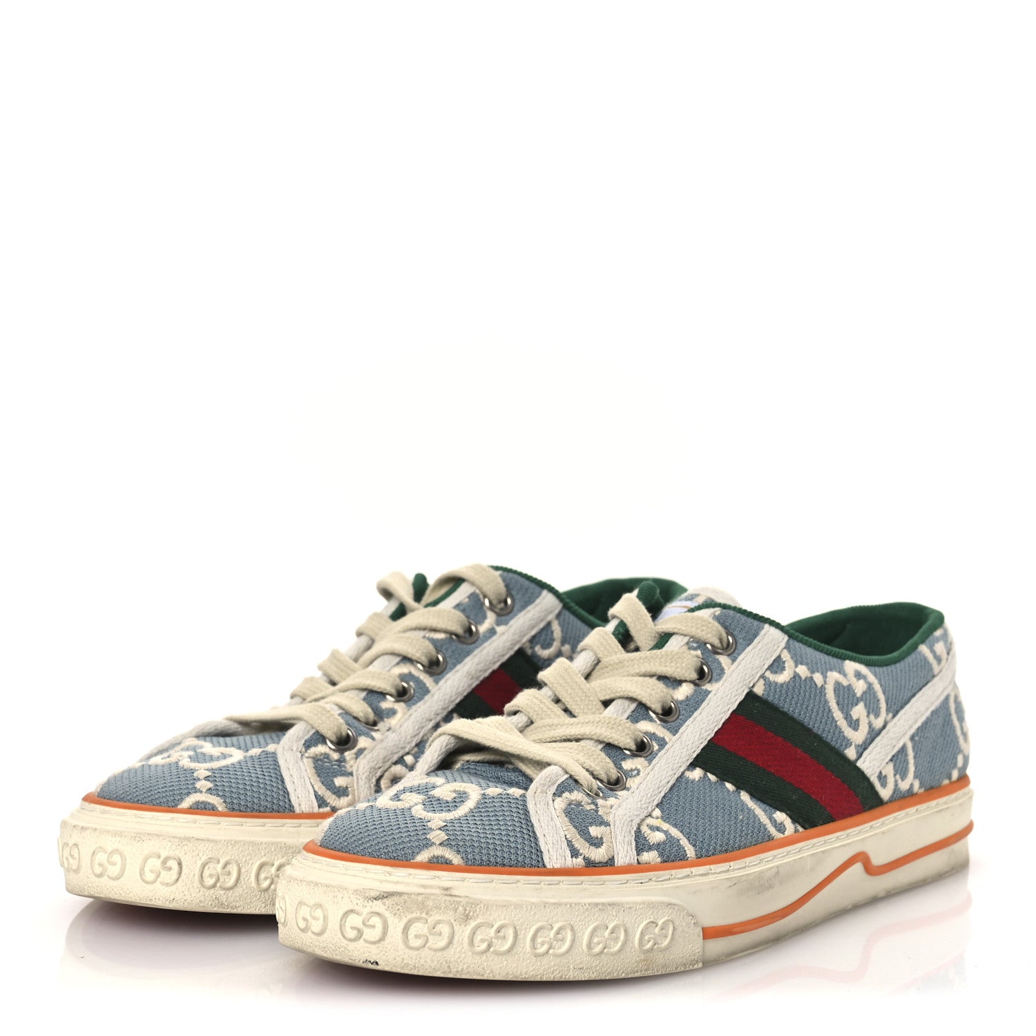 Gucci Cotton GG Monogram Web Womens 1977 Tennis Sneakers 37.5 Philod Ivory Mystic White 4 of 14