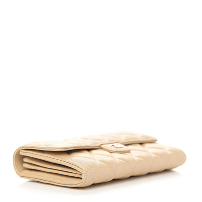 Chanel Iridescent Caviar Quilted Long Flap Wallet Beige 3 of 8