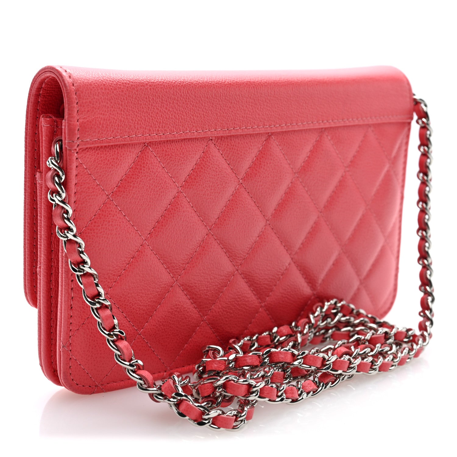 Chanel Grained Calfskin Quilted CC Box Wallet On Chain WOC Pink 3 of 10