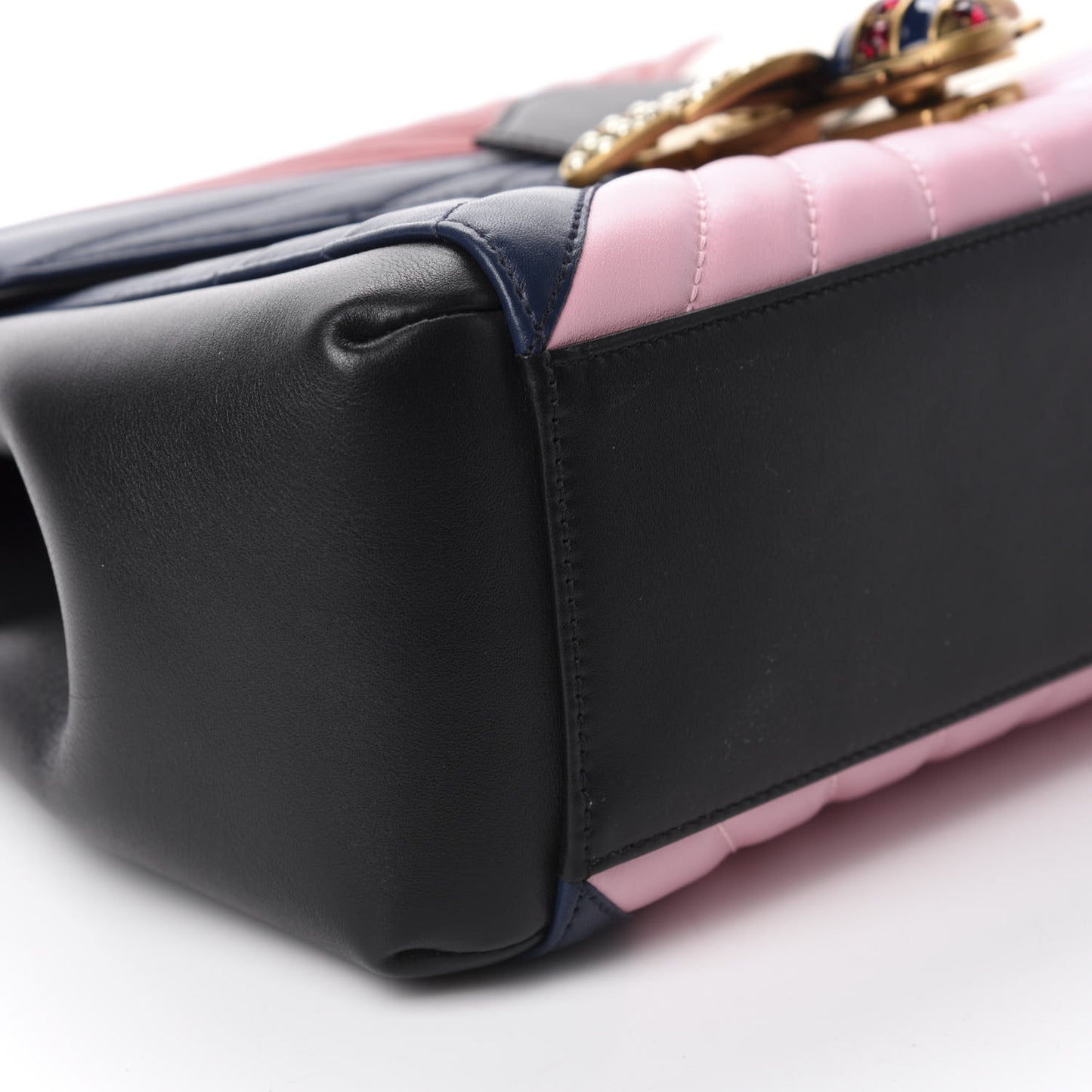 Calfskin Bamboo Trapuntata Queen Margaret Top Handle Bag Blue Agata Hibiscus Red Mystic White Sugar Pink