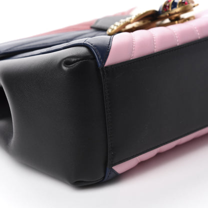 Gucci Calfskin Bamboo Trapuntata Queen Margaret Top Handle Bag Blue Agata Hibiscus Red Mystic White Sugar Pink 6 of 10