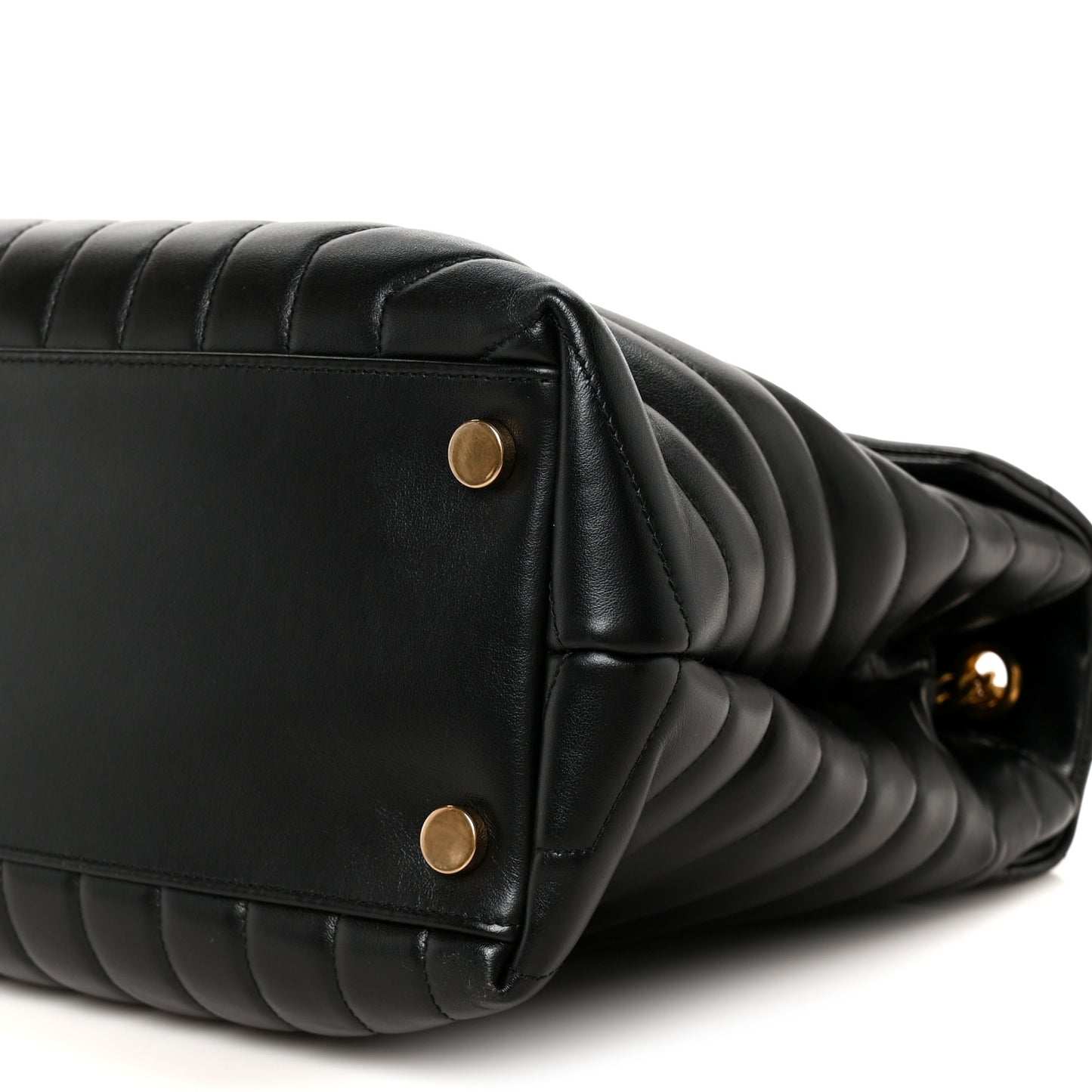 Calfskin Y Quilted Monogram Large Loulou Chain Satchel Black