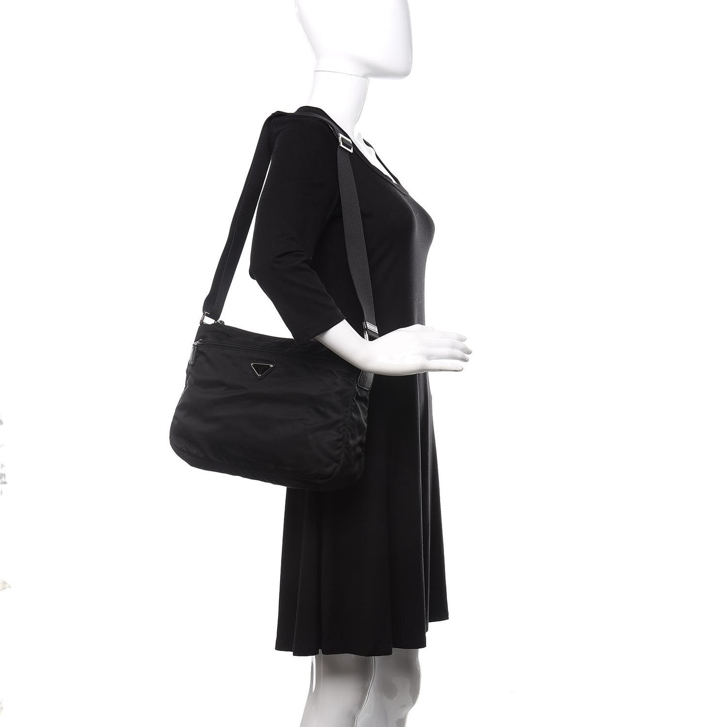 Nylon Vela Flat Messenger Bag Black