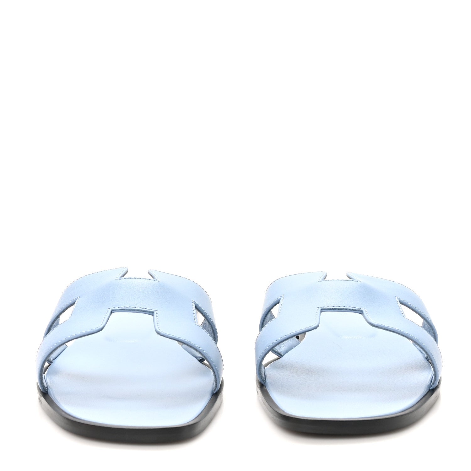 Hermes Box Calfskin Oran Sandals 40.5 Light Bleu 3 of 10