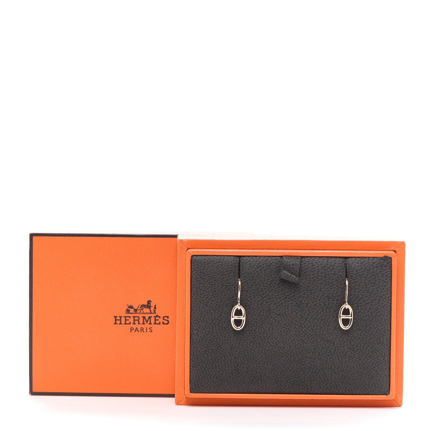 Hermes 18K Rose Gold Ronde Chaine d'Ancre Drop Earrings 4 of 4
