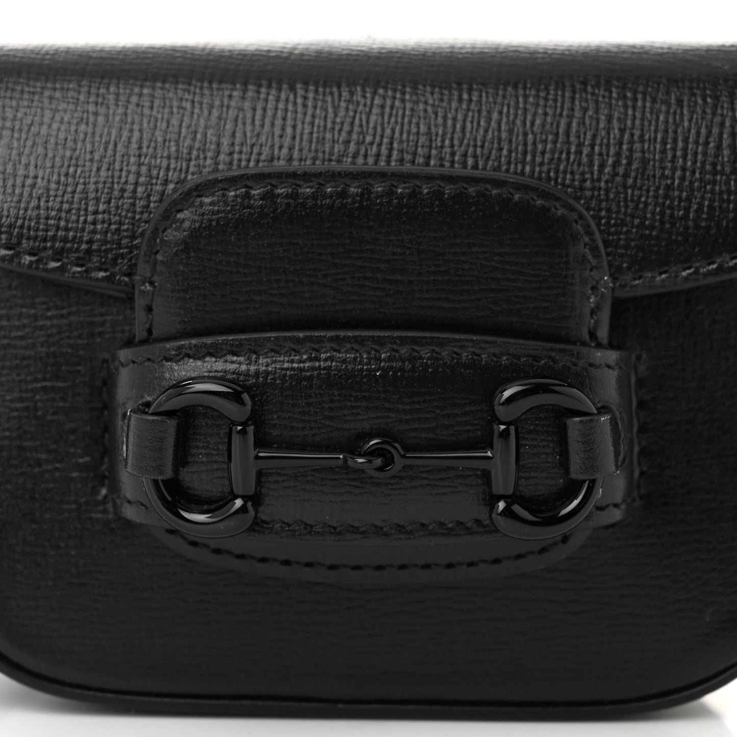 Azalea Calfskin Web Monochrome Horsebit 1955 Wallet On Strap Black