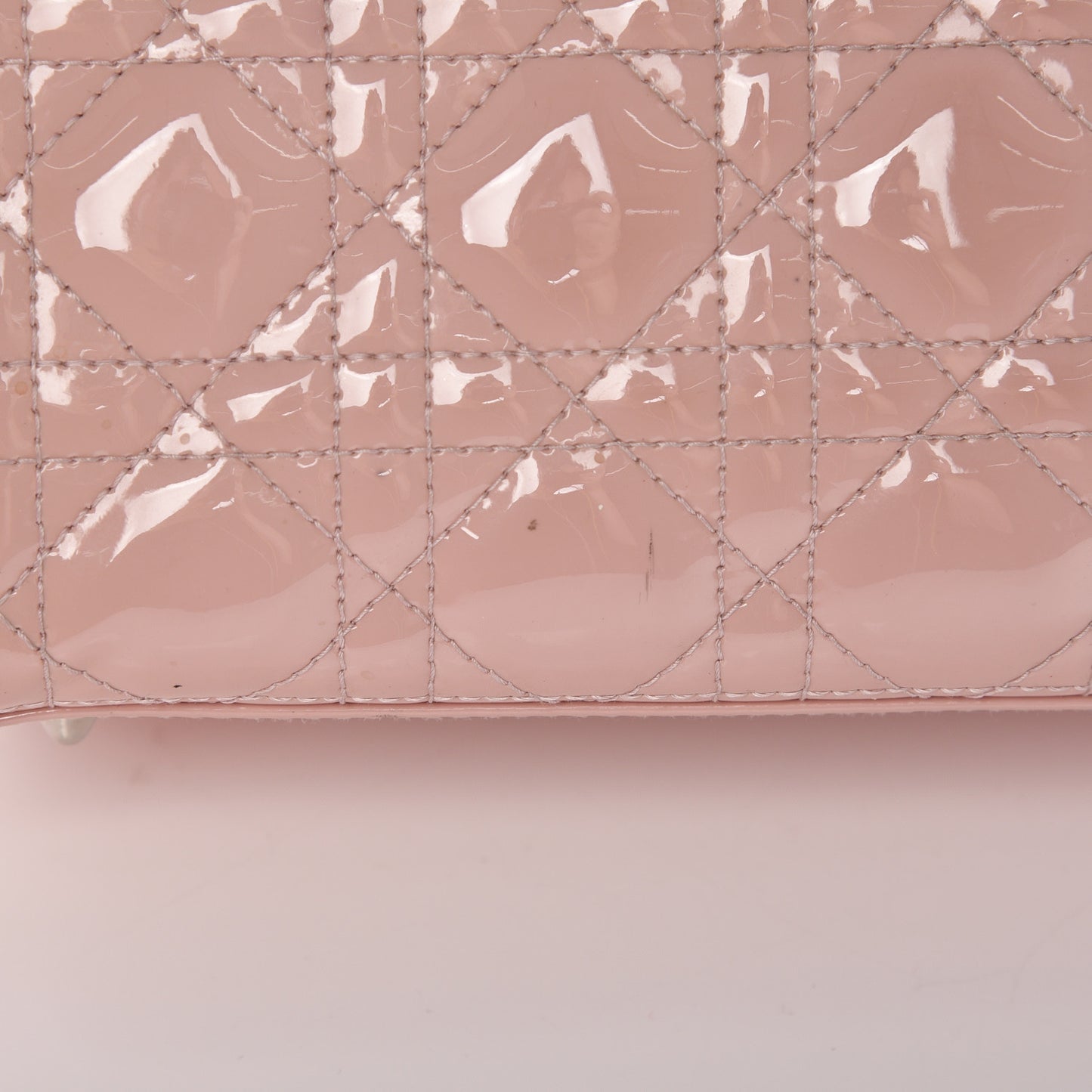 Patent Cannage Medium Lady Dior Rose Clair