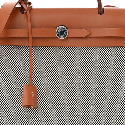 Hermes Vache Hunter Criss Viking Herbag Zip Retourne 31 PM Ecru Black Fauve 9 of 12